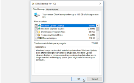 no more disk space windows 7